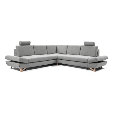 Conjunto de salón esquinero tapizado en forma de L plegable con espacio de almacenamiento AVESTA derecho gris